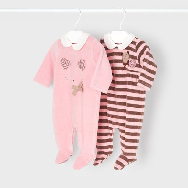 Set of 2 velvet newborn pajamas NewBorn (0-9M)