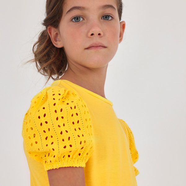 Μπλούζα κοντομάνικη διάτρητο σχέδιο από βιώσιμο βαμβάκι κορίτσι Junior Κορίτσι