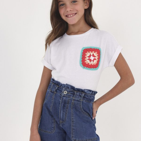 Μπλούζα κοντομάνικη από βιώσιμο βαμβάκι κορίτσι Junior Κορίτσι