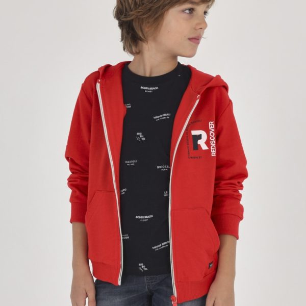 Ζακέτα με κουκούλα και φερμουάρ σε κόκκινο χρώμα junior αγόρι Mayoral Junior (8-16Y)