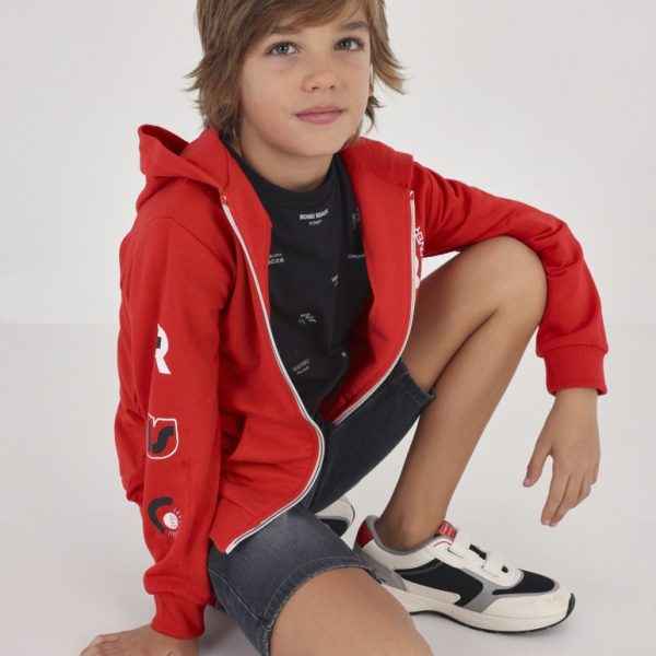 Ζακέτα με κουκούλα και φερμουάρ σε κόκκινο χρώμα junior αγόρι Mayoral Junior (8-16Y)