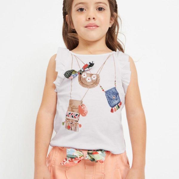Μπλούζα αμάνικη με βολάν από βιώσιμο βαμβάκι σε εκρού χρώμα mini κορίτσι Mayoral Mayoral offers