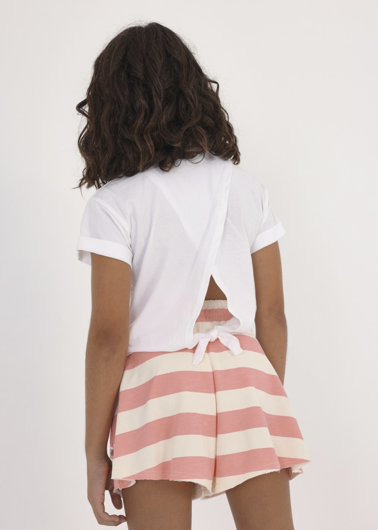 Μπλούζα κοντομάνικη από βιώσιμο βαμβάκι με κόμπο σε λευκό χρώμα junior κορίτσι Mayoral Junior (8-16Y)