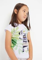 Μπλούζα κοντομάνικη με σταμπωτό σχέδιο από βαμβάκι σε λευκό χρώμα mini κορίτσι Mayoral Mayoral offers
