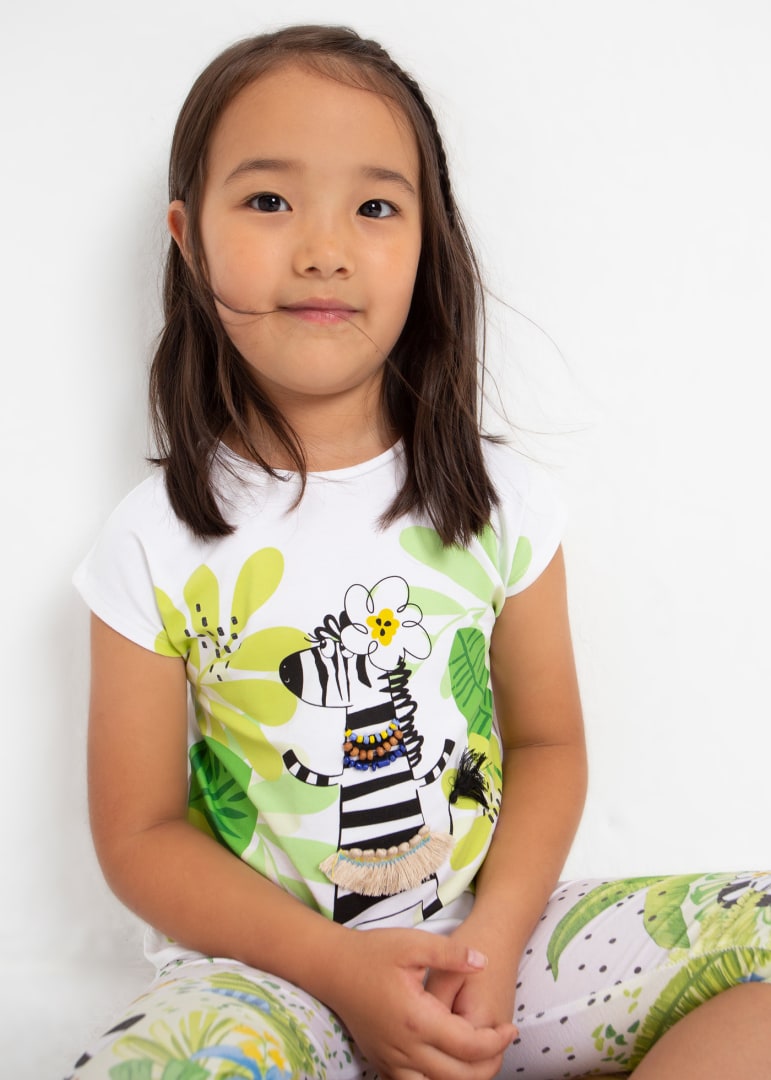 Μπλούζα κοντομάνικη με σταμπωτό σχέδιο από βαμβάκι σε λευκό χρώμα mini κορίτσι Mayoral Mayoral offers