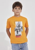 Μπλούζα με στάμπα από βιώσιμο βαμβάκι σε πορτοκαλί χρώμα junior αγόρι Mayoral Junior (8-16Y)