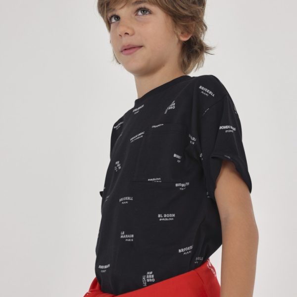 Μπλούζα με στάμπα από βιώσιμο βαμβάκι σε λευκο και μαύρο χρώμα junior αγόρι Mayoral Junior (8-16Y)