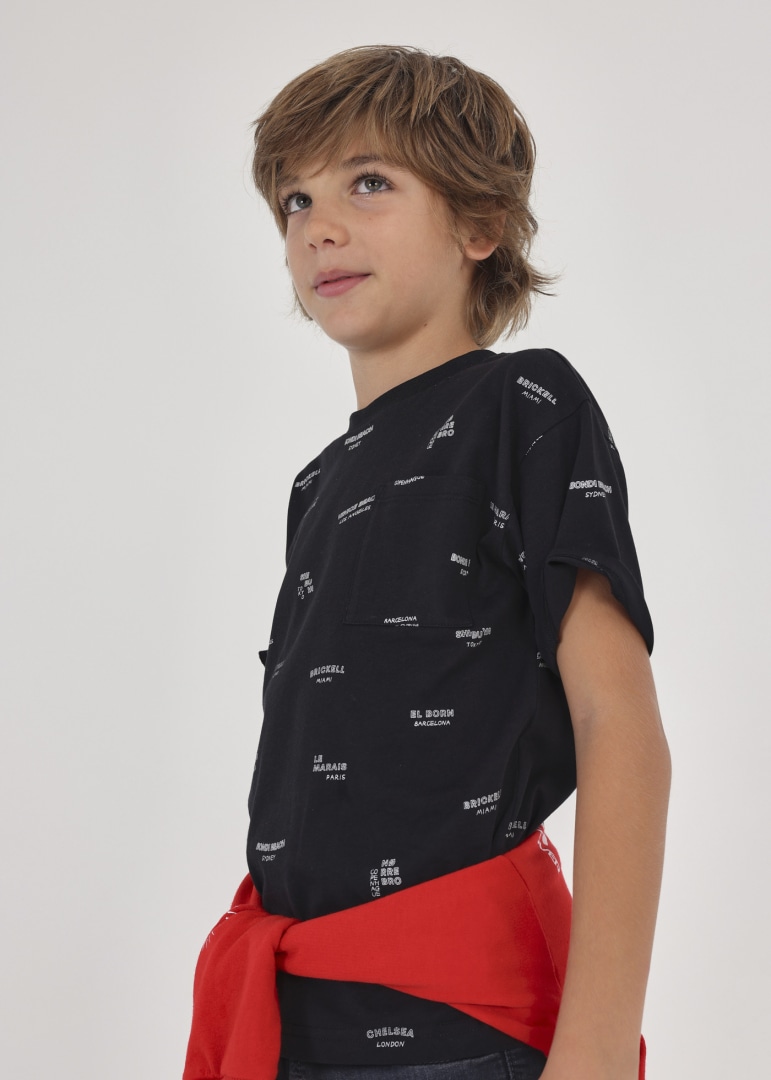 Μπλούζα με στάμπα από βιώσιμο βαμβάκι σε λευκο και μαύρο χρώμα junior αγόρι Mayoral Junior (8-16Y)