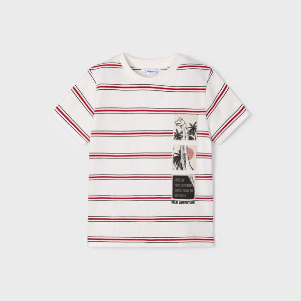 Μπλούζα με σχέδιο από βιώσιμο βαμβάκι σε κόκκινο ριγέ χρώμα mini αγόρι Mayoral Mayoral offers