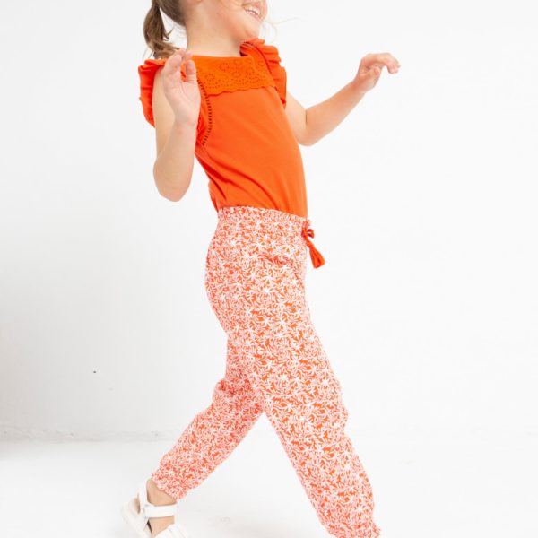 Παντελόνι baggy σταμπωτό από βαμβάκι σε πορτοκαλί χρώμα mini κορίτσι Mayoral Mayoral offers