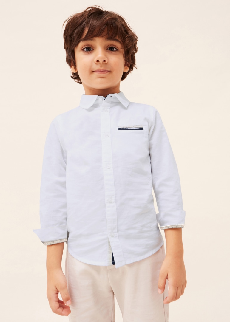 Πουκάμισο μακρυμάνικο λινό σε λευκό χρώμα mini αγόρι Mayoral Mayoral offers