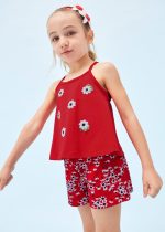 Σετ μπλούζα με σορτς με απλικέ από βαμβάκι σε κόκκινο χρώμα mini κορίτσι Mayoral Mayoral offers