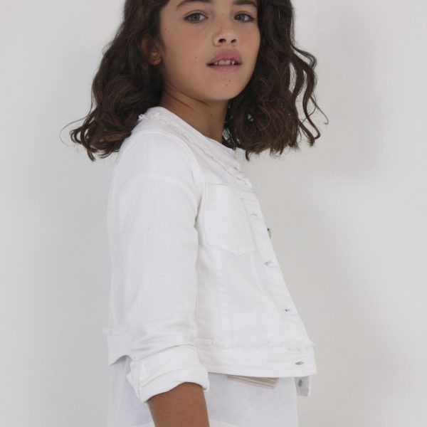 Τζάκετ από βιώσιμο βαμβάκι σε λευκό χρώμα junior κορίτσι Mayoral Junior (8-16Y)
