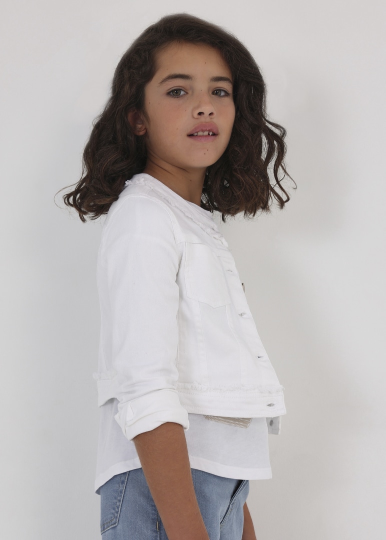 Τζάκετ από βιώσιμο βαμβάκι σε λευκό χρώμα junior κορίτσι Mayoral Junior (8-16Y)