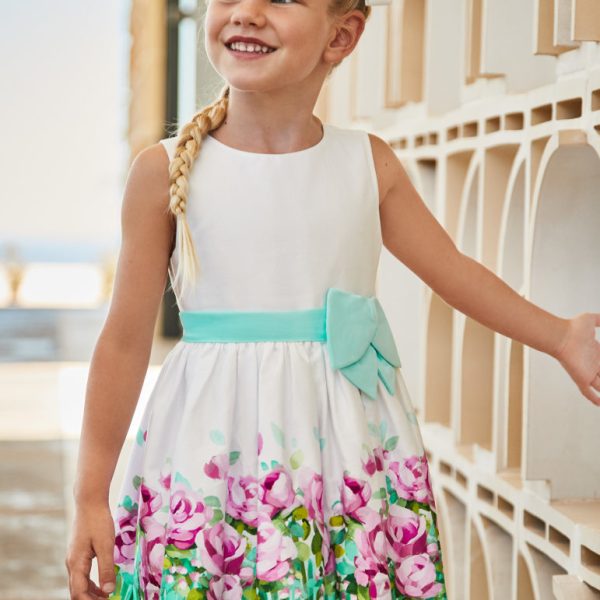 Φόρεμα με διακοσμητικό σχέδιο από βαμβάκι σε γαλάζιο χρώμα mini κορίτσι Mayoral Mayoral offers