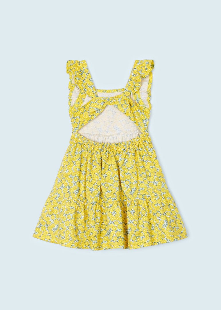 Φόρεμα σταμπωτό με λεπτομέρεια στο πίσω μέρος από βαμβάκι σε κίτρινο χρώμα mini κορίτσι Mayoral Mayoral offers