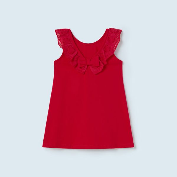 Φόρεμα συνδυασμένο με βολάν από βιώσιμο βαμβάκι σε κόκκινο χρώμα baby κορίτσι Mayoral Baby (9-24M)