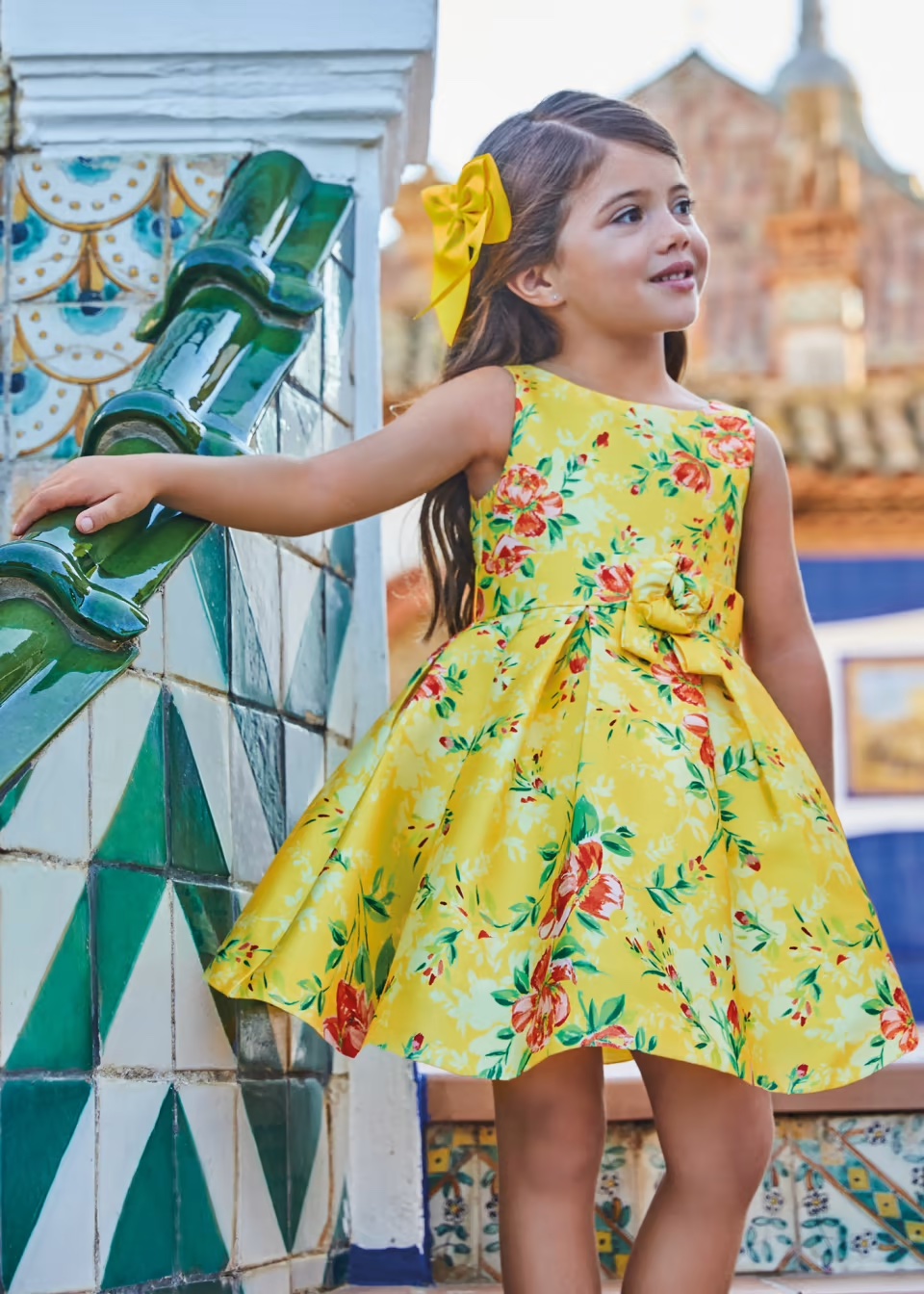 Φόρεμα με λουλούδια σε κίτρινο χρώμα junior κορίτσι Abel & Lula Junior (8-16Y)