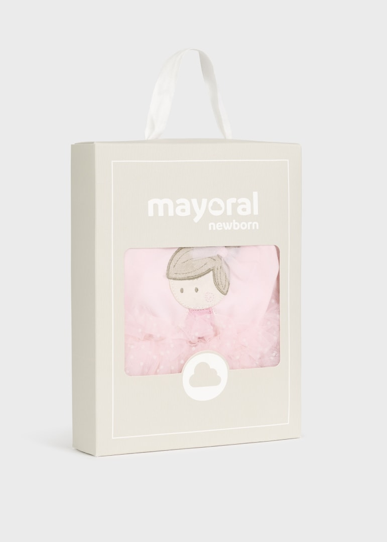 Φορμάκι από βιώσιμο βαμβάκι με τούλι και κορδέλα σε ροζ χρώμα για Νεογέννητο κορίτσι Mayoral Mayoral offers