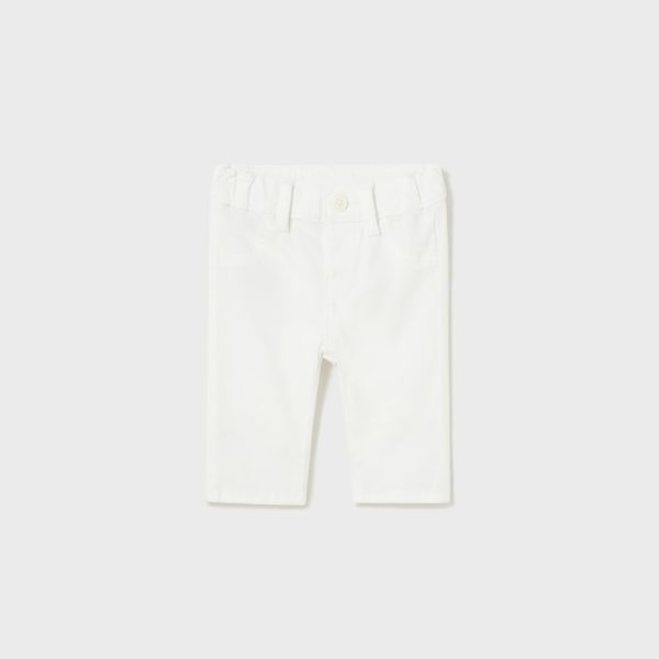 Παντελόνι με ελαστική μέση από βαμβάκι σε μπεζ και λευκό χρώμα για Νεογέννητο αγόρι Mayoral Mayoral offers