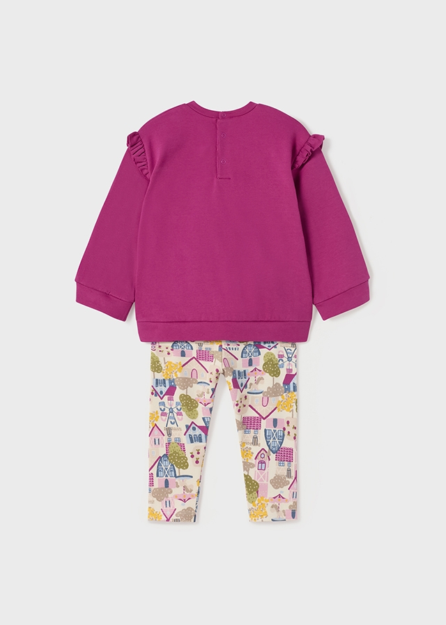 Σετ πουλόβερ κολάν σταμπωτό από βαμβάκι BCI σε ροζ χρώμα baby κορίτσι Mayoral Baby (9-24M)