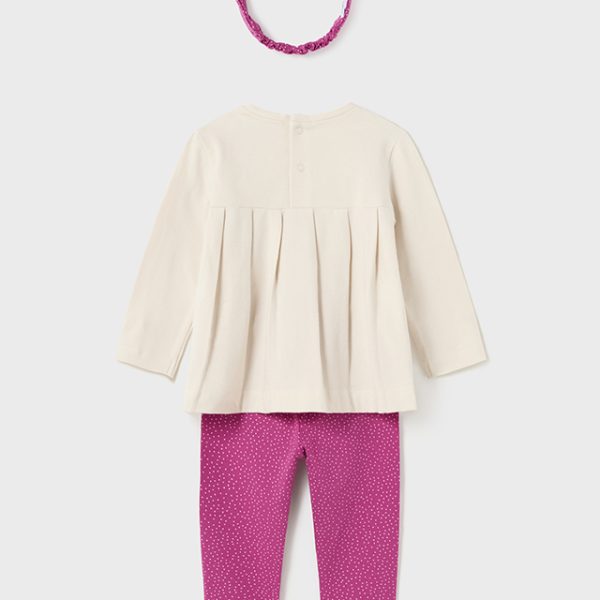 Σετ πουλόβερ, κολάν και στέκα από βαμβάκι BCI σε ροζ χρώμα baby κορίτσι Mayoral Baby (9-24M)