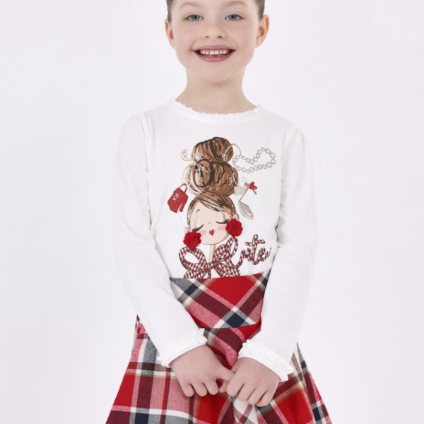 Μπλούζα σταμπωτή από βαμβάκι BCI σε εκρού χρώμα mini κορίτσι Mayoral Mini (2-9Y)