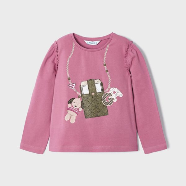 Μπλούζα σταμπωτή από βαμβάκι BCI σε ροζ χρώμα mini κορίτσι Mayoral Mini (2-9Y)
