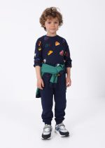 Μπλούζα μακρυμάνικη σταμπωτή από βαμβάκι BCI σε μπλε χρώμα mini αγόρι Mayoral Mini (2-9Y)