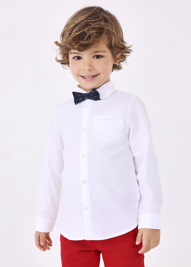 Πουκάμισο με παπιγιόν από βαμβάκι BCI σε λευκό χρώμα mini αγόρι Mayoral Mini (2-9Y)