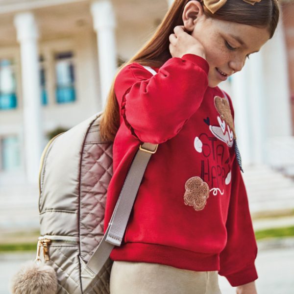 Φούτερ σταμπωτό από βαμβάκι BCI σε κόκκινο χρώμα mini κορίτσι Mayoral Mini (2-9Y)