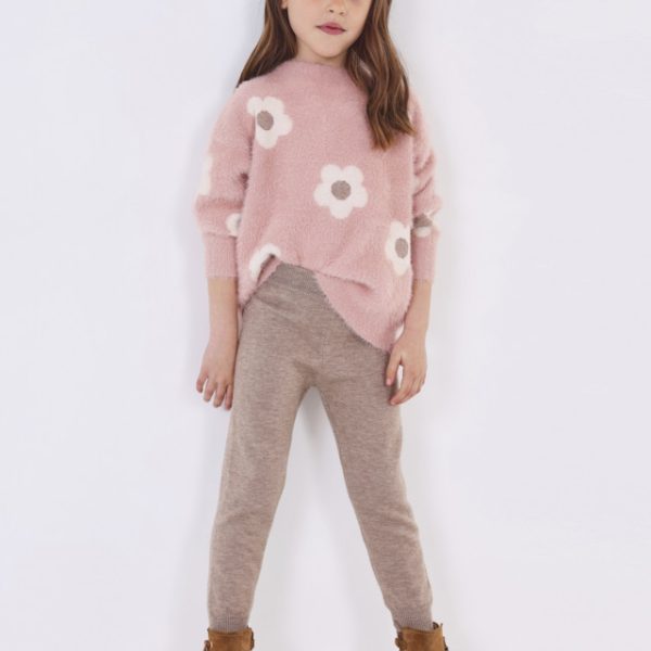 Σετ ζέρσεϋ και παντελόνι σε μπεζ χρώμα mini κορίτσι Mayoral Mini (2-9Y)