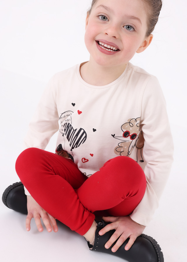 Σετ μπλούζα και 2 κολάν σε κόκκινο χρώμα mini κορίτσι Mayoral Mini (2-9Y)
