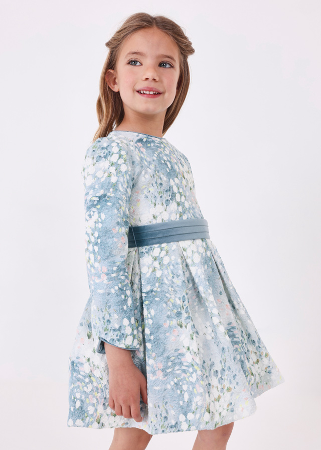 Φόρεμα σταμπωτό ζακάρ σε γαλάζιο χρώμα mini κορίτσι Mayoral Mini (2-9Y)
