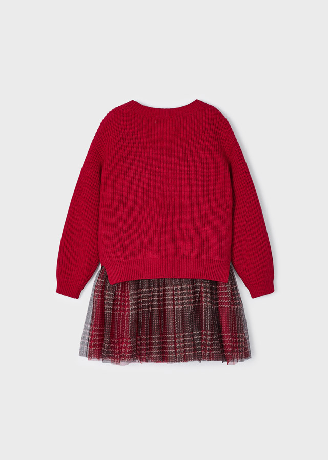 Φόρεμα τούλι συνδυασμένο με πουλόβερ σε κόκκινο χρώμα mini κορίτσι Mayoral Mini (2-9Y)