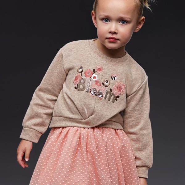 Σετ φούτερ και φούστα τούλι σε μπεζ χρώμα mini κορίτσι Mayoral Mini (2-9Y)