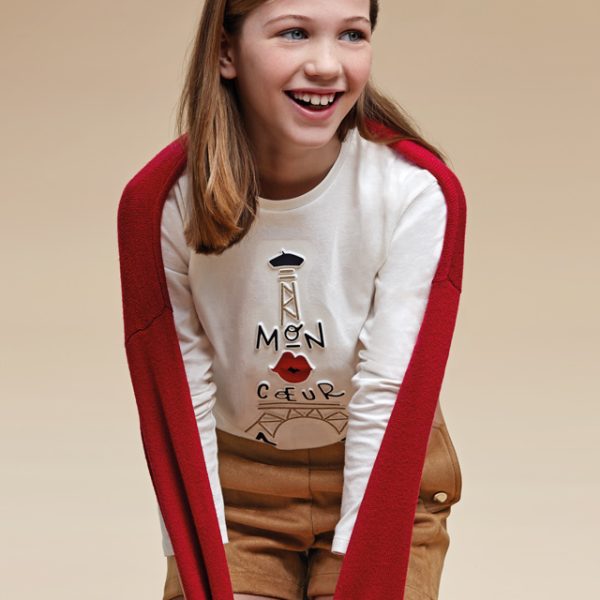 Μπλούζα σταμπωτή από βαμβάκι BCI σε εκρού χρώμα junior κορίτσι Mayoral Junior (8-16Y)